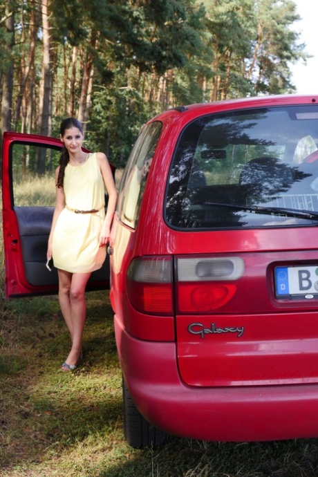 Skinny German teen Coco Kiss enjoys hardcore doggystyle sex by the road