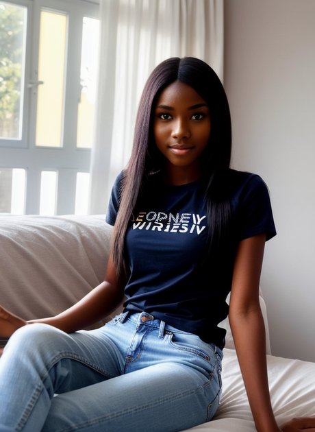 Black-haired ebony Milana Gamma poses naked and teases with her sweet ass